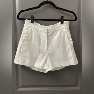 J. Crew Factory White Ruffle Linen Shorts